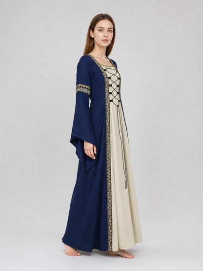 Long medieval dress with flared sleeves
