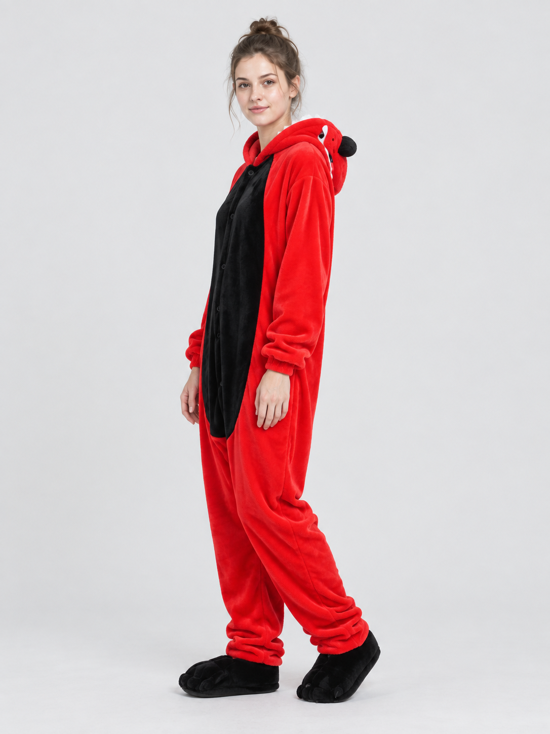Hooded Jumpsuit Pajama with Black Insert