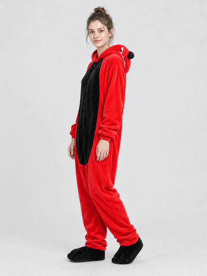 Hooded Jumpsuit Pajama with Black Insert