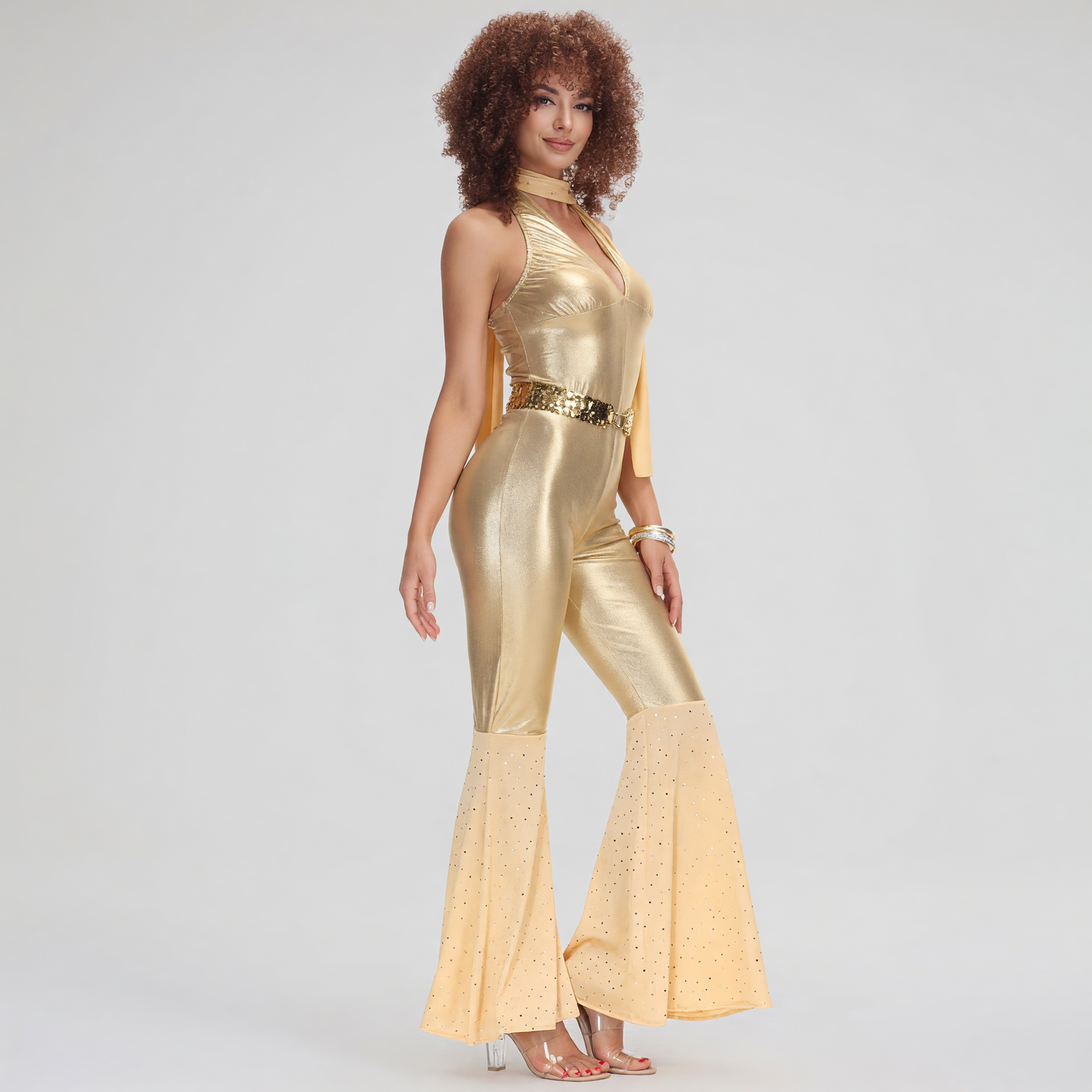 Gold Disco-Style Cosplay Jumpsuit