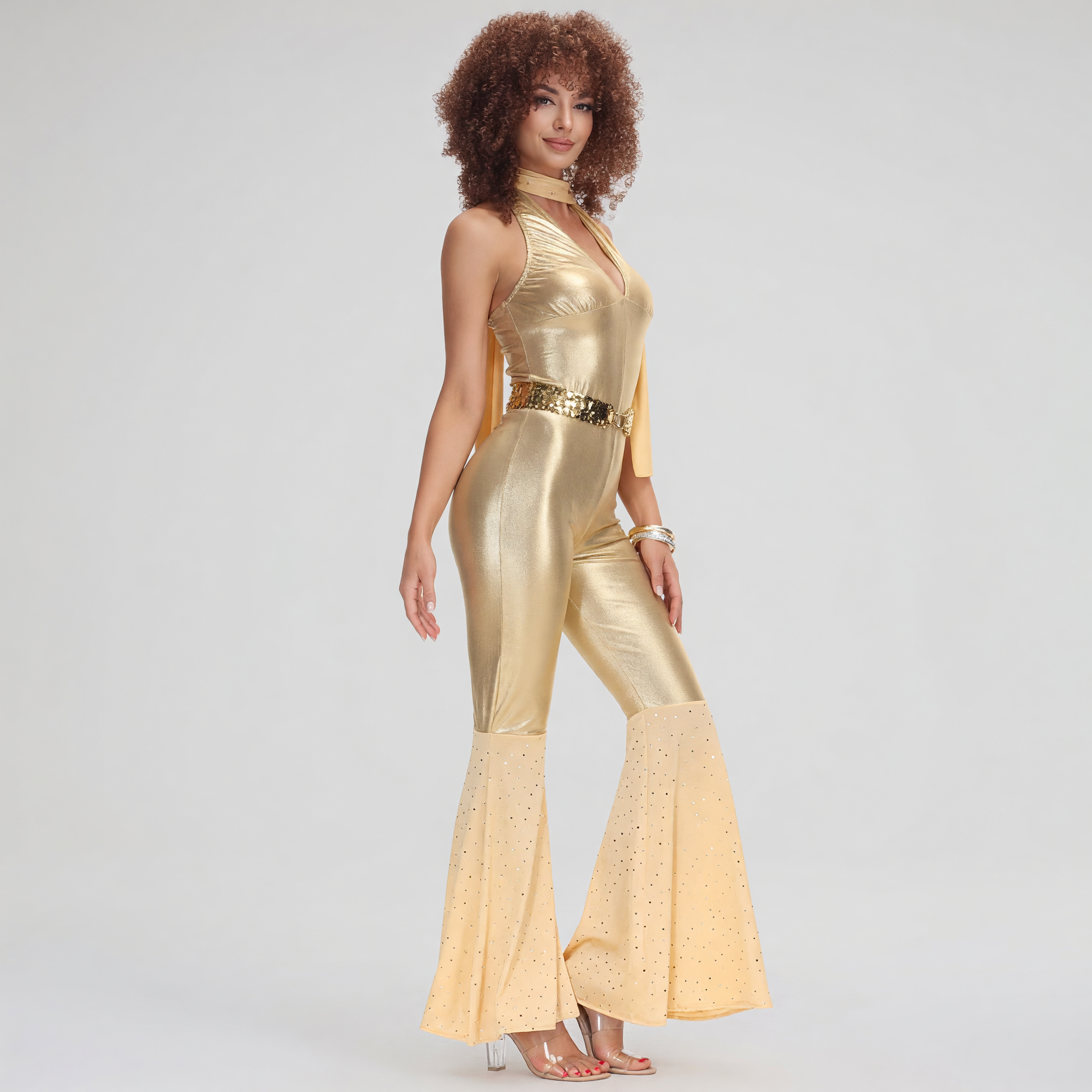Gold Disco-Style Cosplay Jumpsuit
