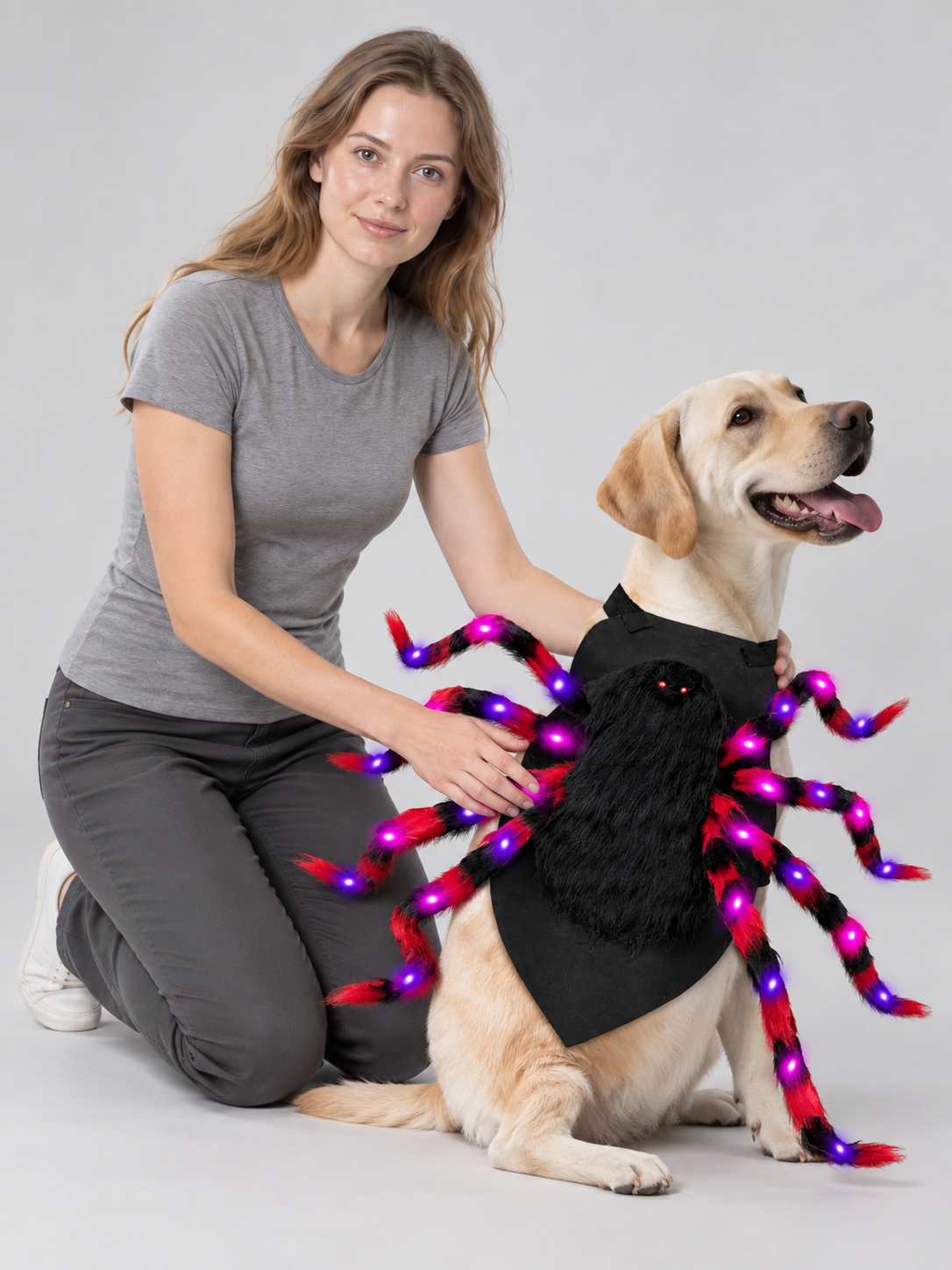 Spider Costume for Dogs with Purple Lights