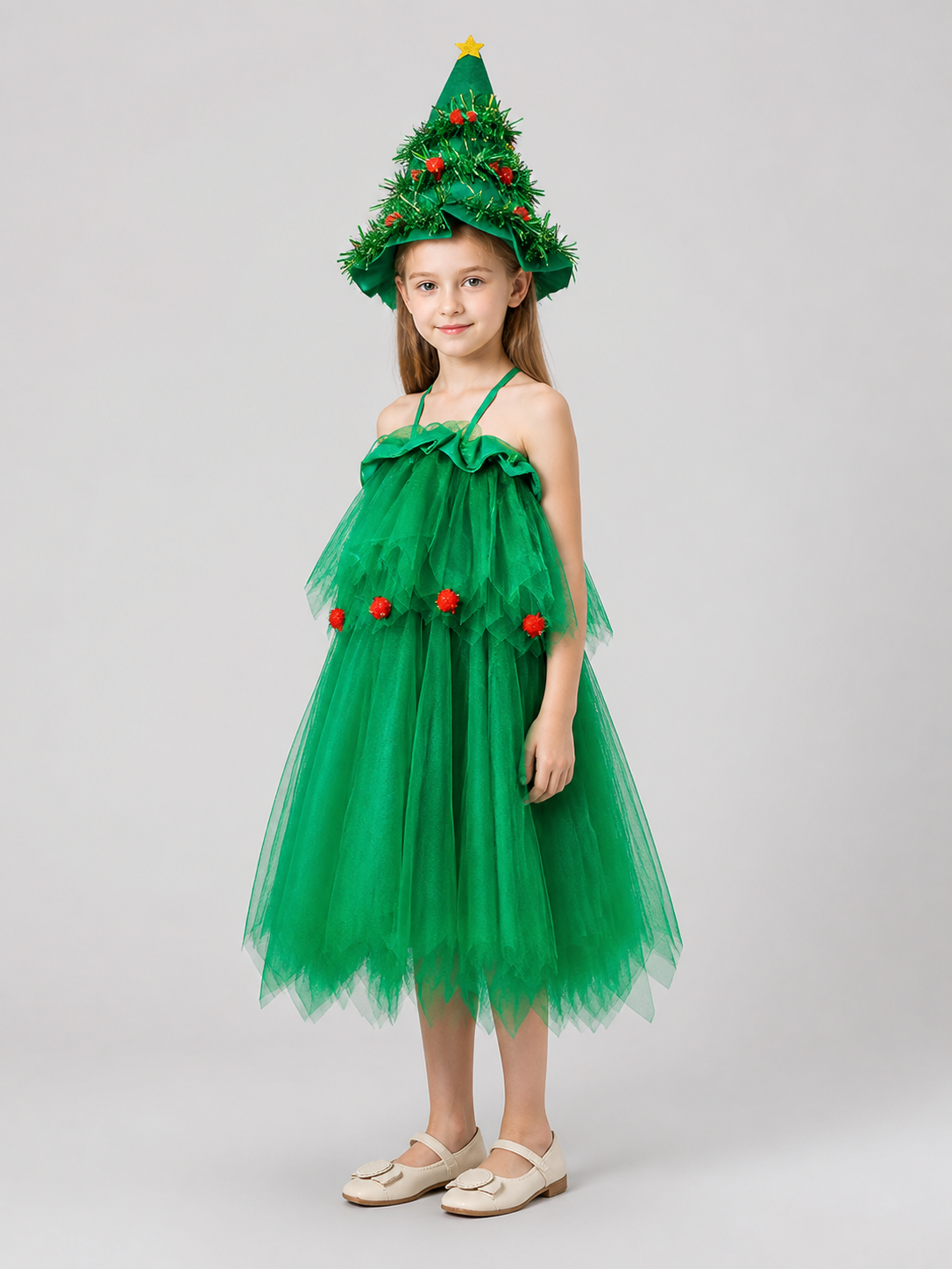 Light-Up Christmas Tree Costume with Dress and Hat side view