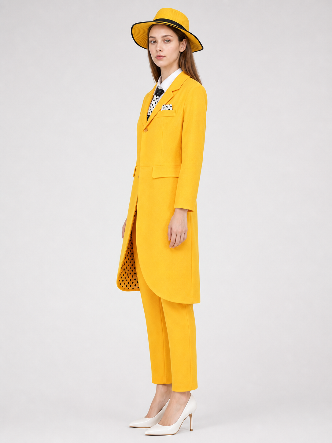 Costume with a Yellow Jacket and Hat