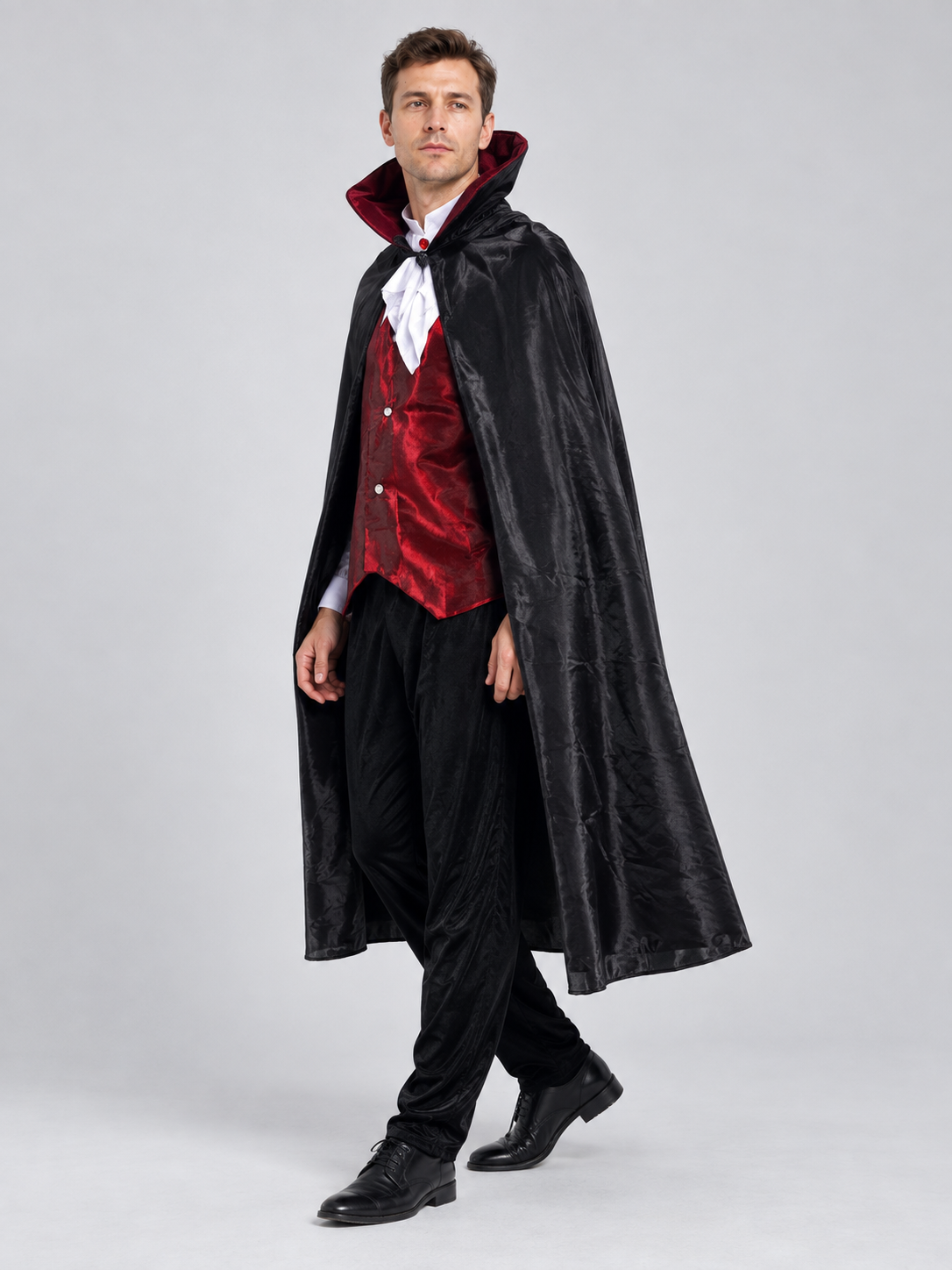 Vampire Costume with Black Cape side view
