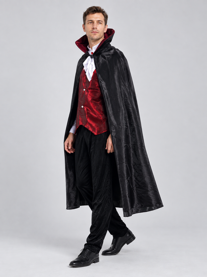 Vampire Costume with Black Cape side view