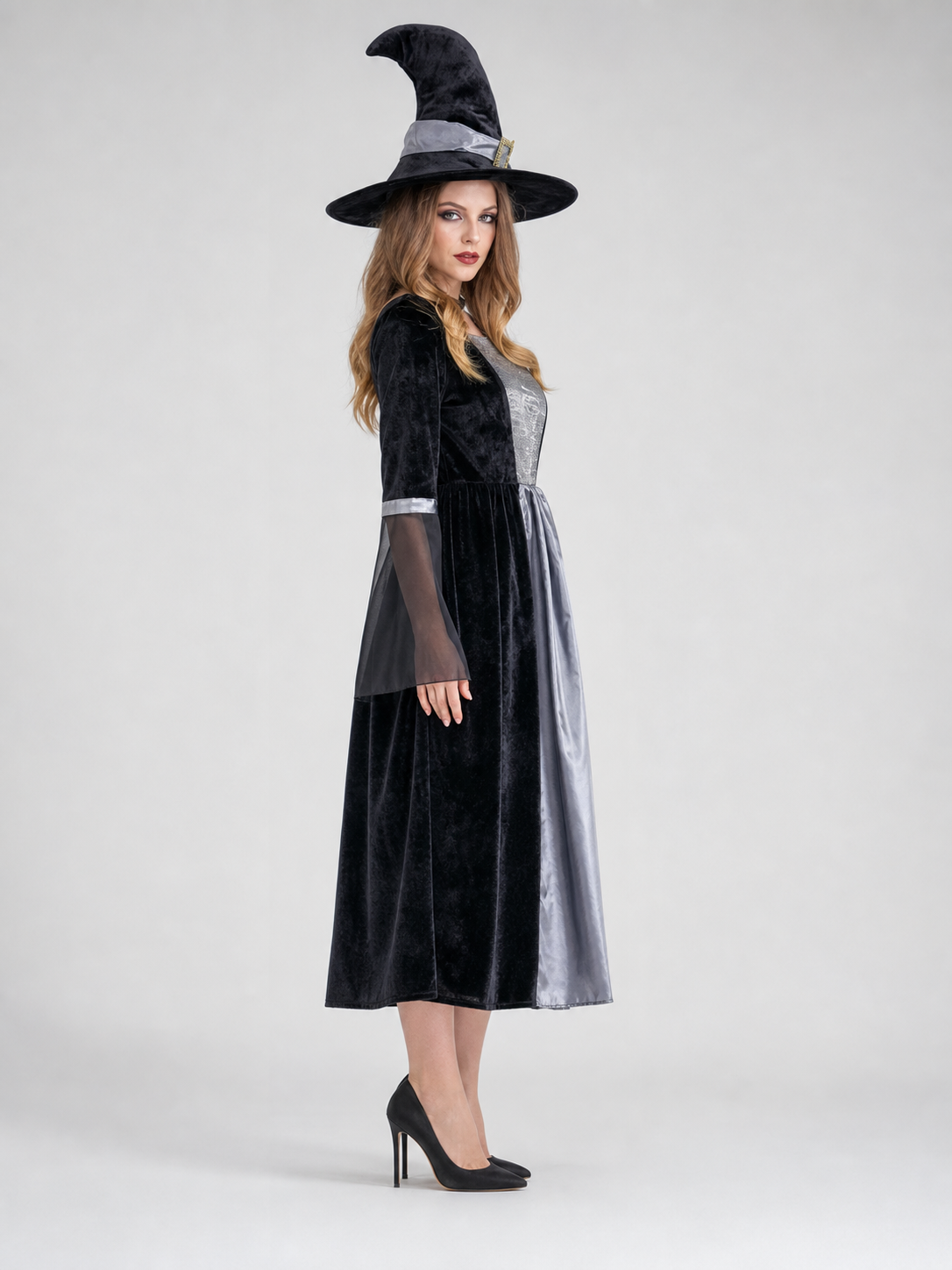 Witch Costume with Dress and Pointed Hat
