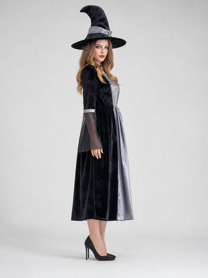 Witch Costume with Dress and Pointed Hat