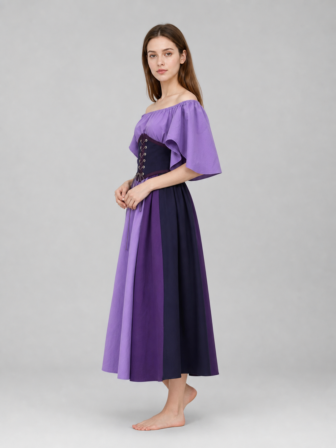 Fantasy Dress with Corset Lacing and Ruffles