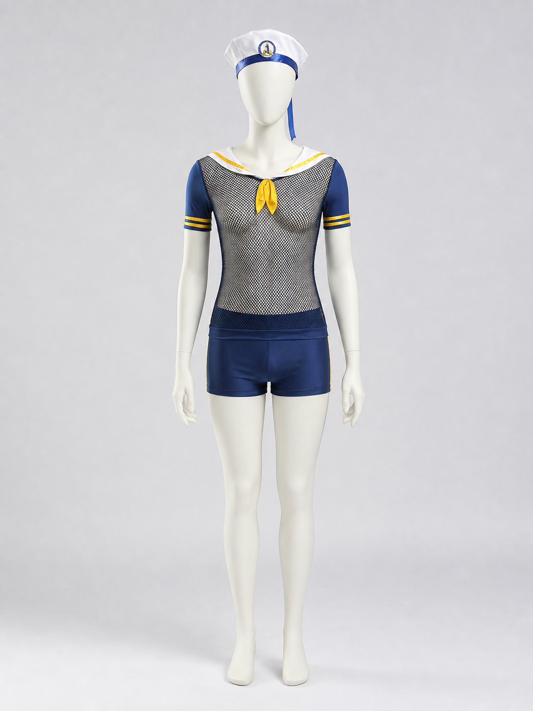 Nautical-Style Mesh Romper Shorts side view