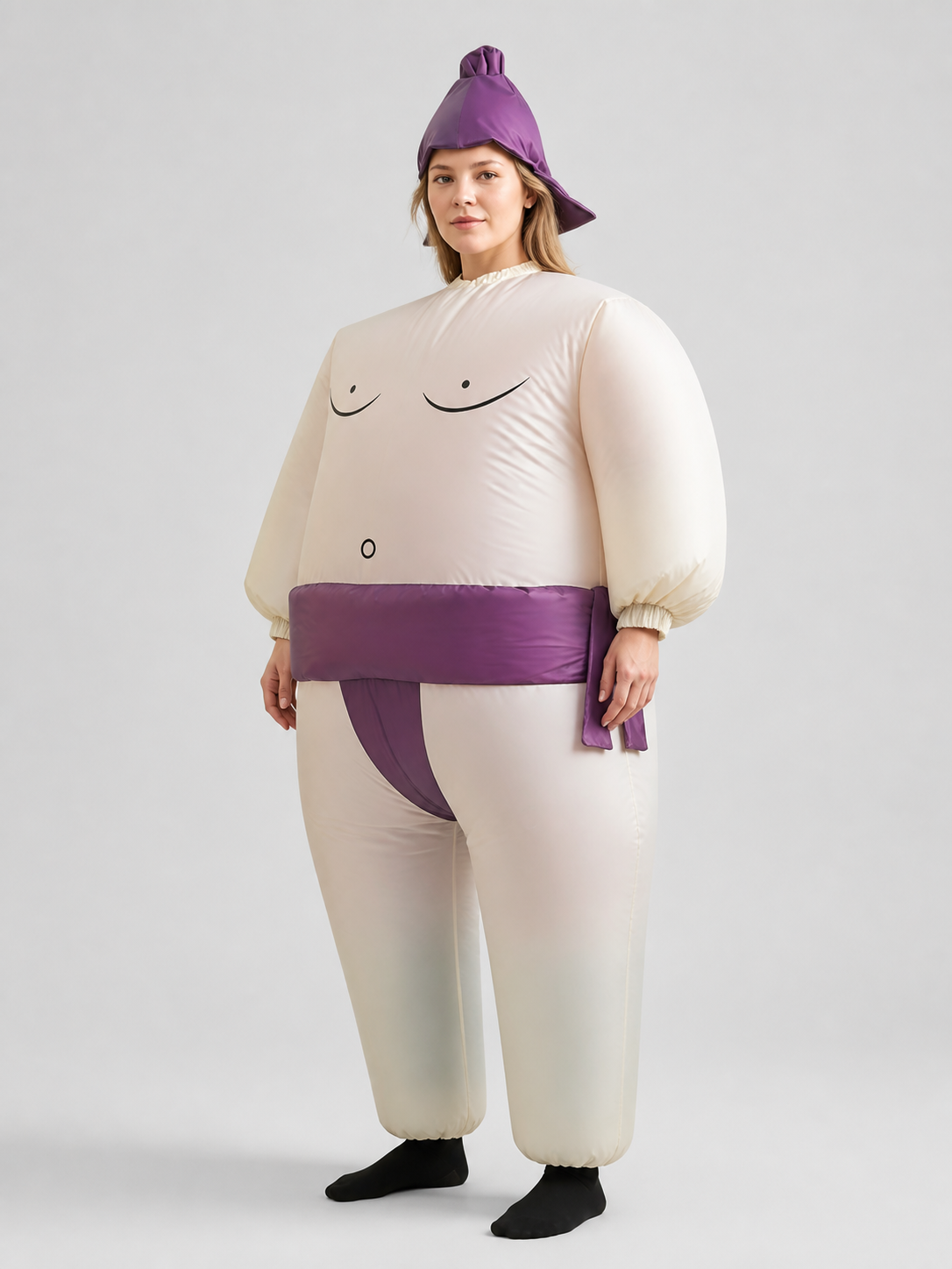 Inflatable Halloween Costume with Purple Hat and Smile