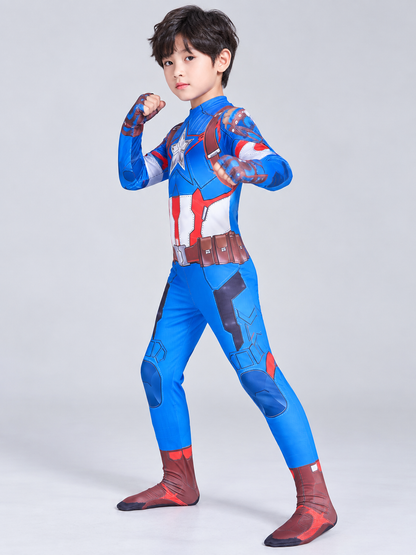 Captain America-Style Superhero Costume, Blue