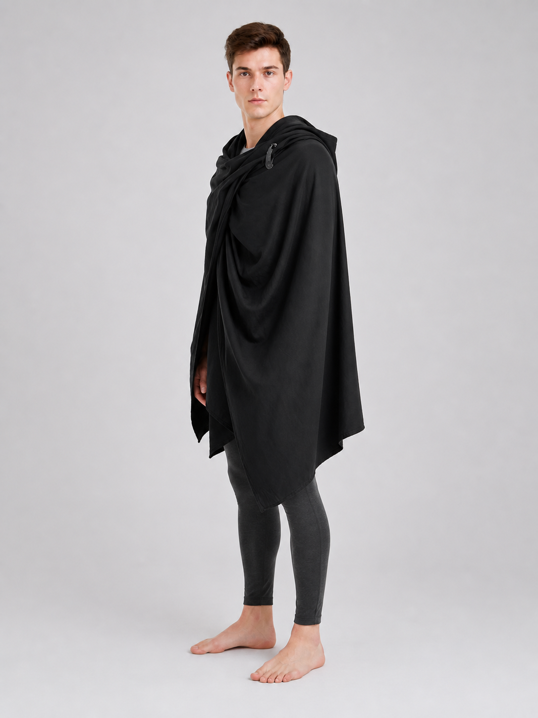 Black Hooded Carnival Cape, Loose Fit
