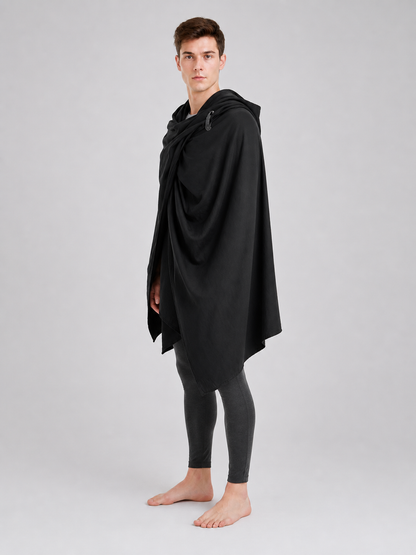 Black Hooded Carnival Cape, Loose Fit