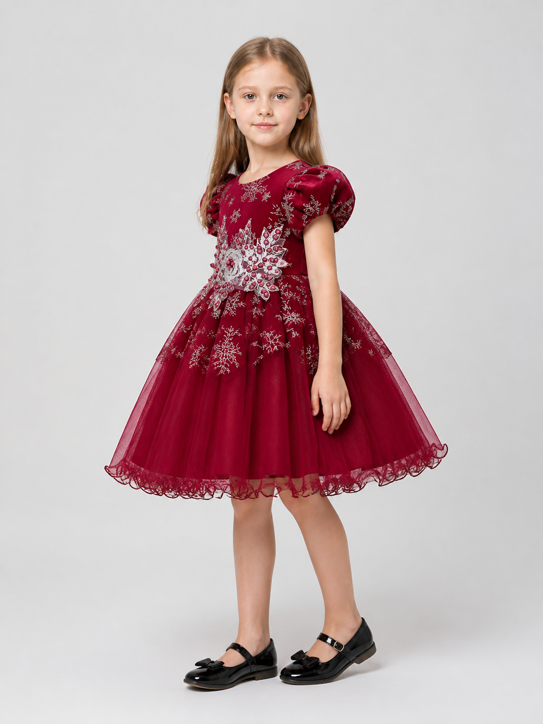 European-Style Tutu Dress with Puff Sleeves L2028XZ