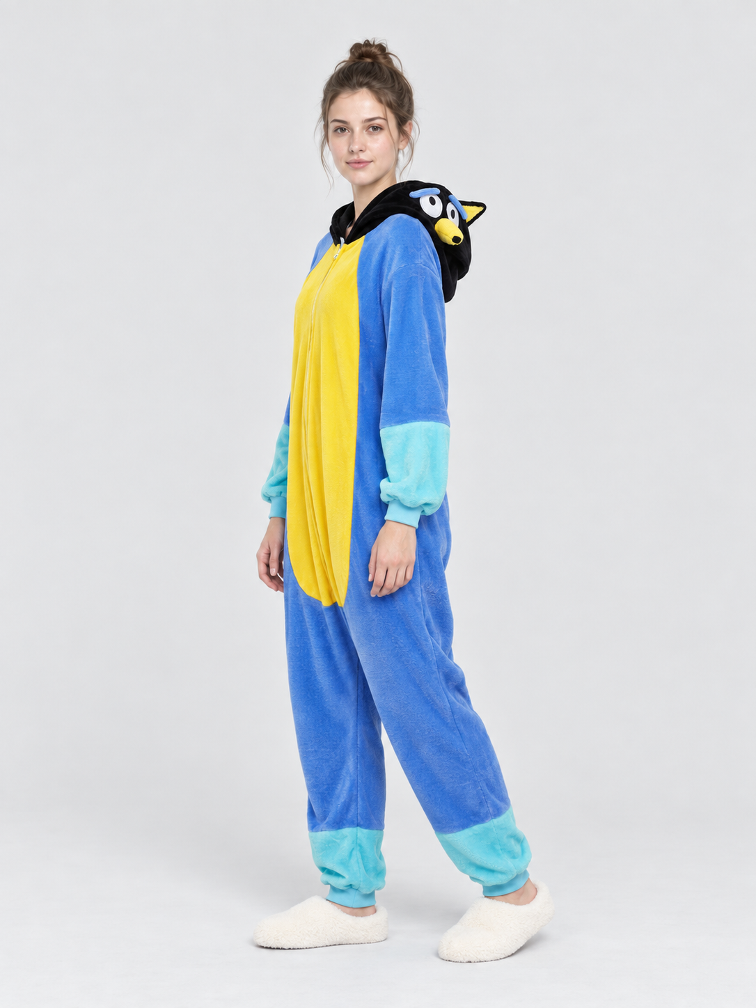 Cartoon-Design Pajama Jumpsuit with Hood and Ears