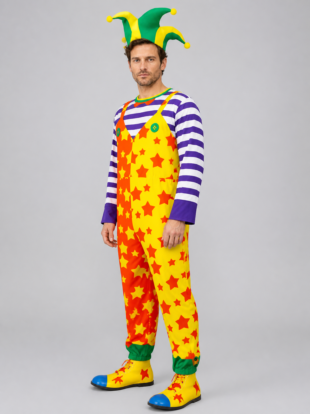 Clown Costume, Jumpsuit and Hat side view