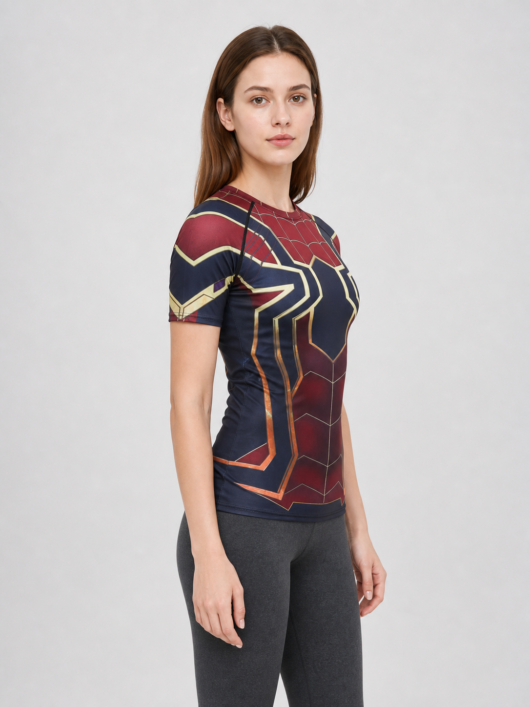 Short-sleeve superhero print cosplay T-shirt