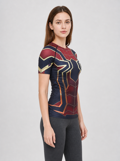 Short-sleeve superhero print cosplay T-shirt