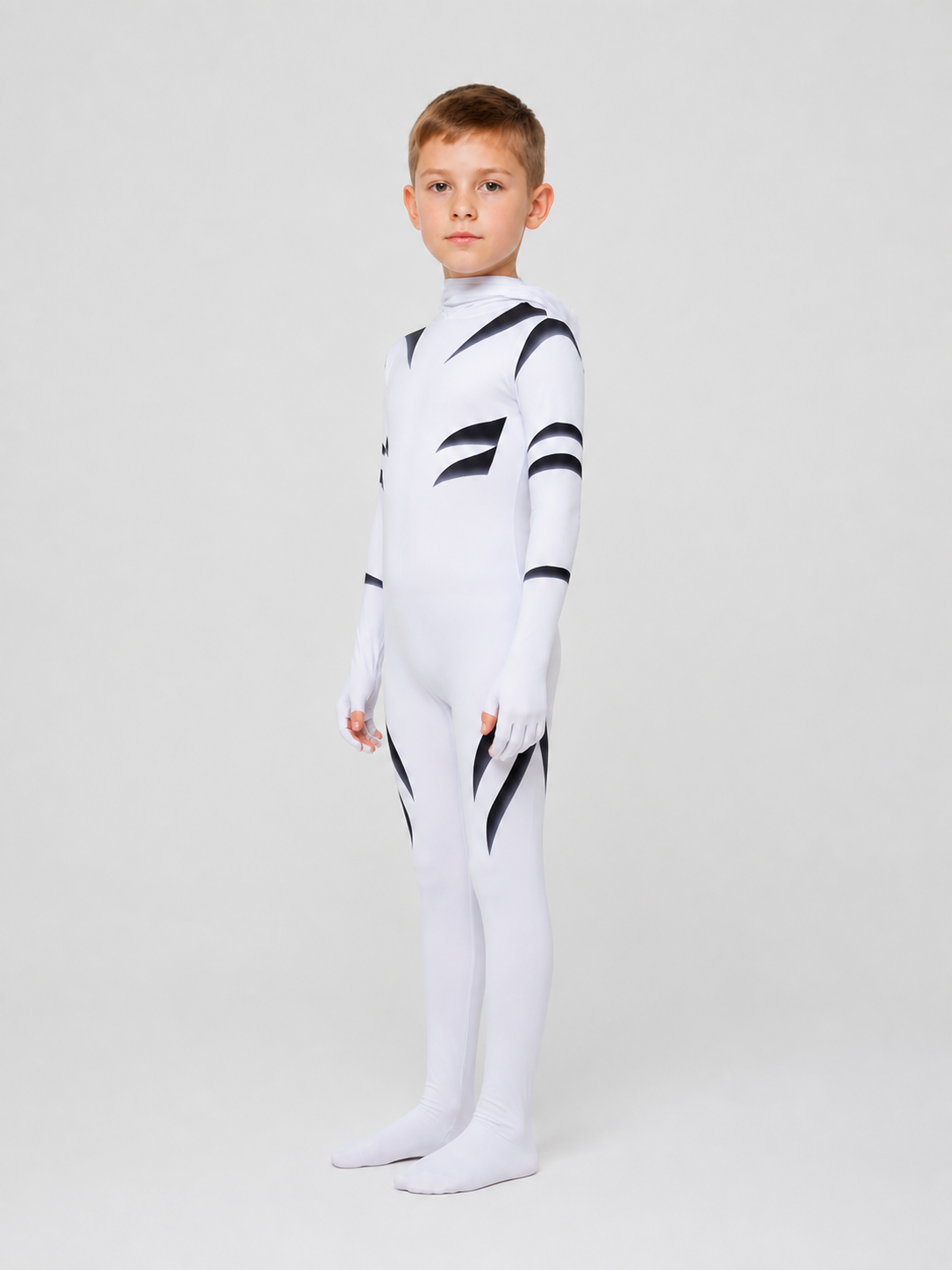 White Tiger Cosplay Costume Jumpsuit with Hood side view