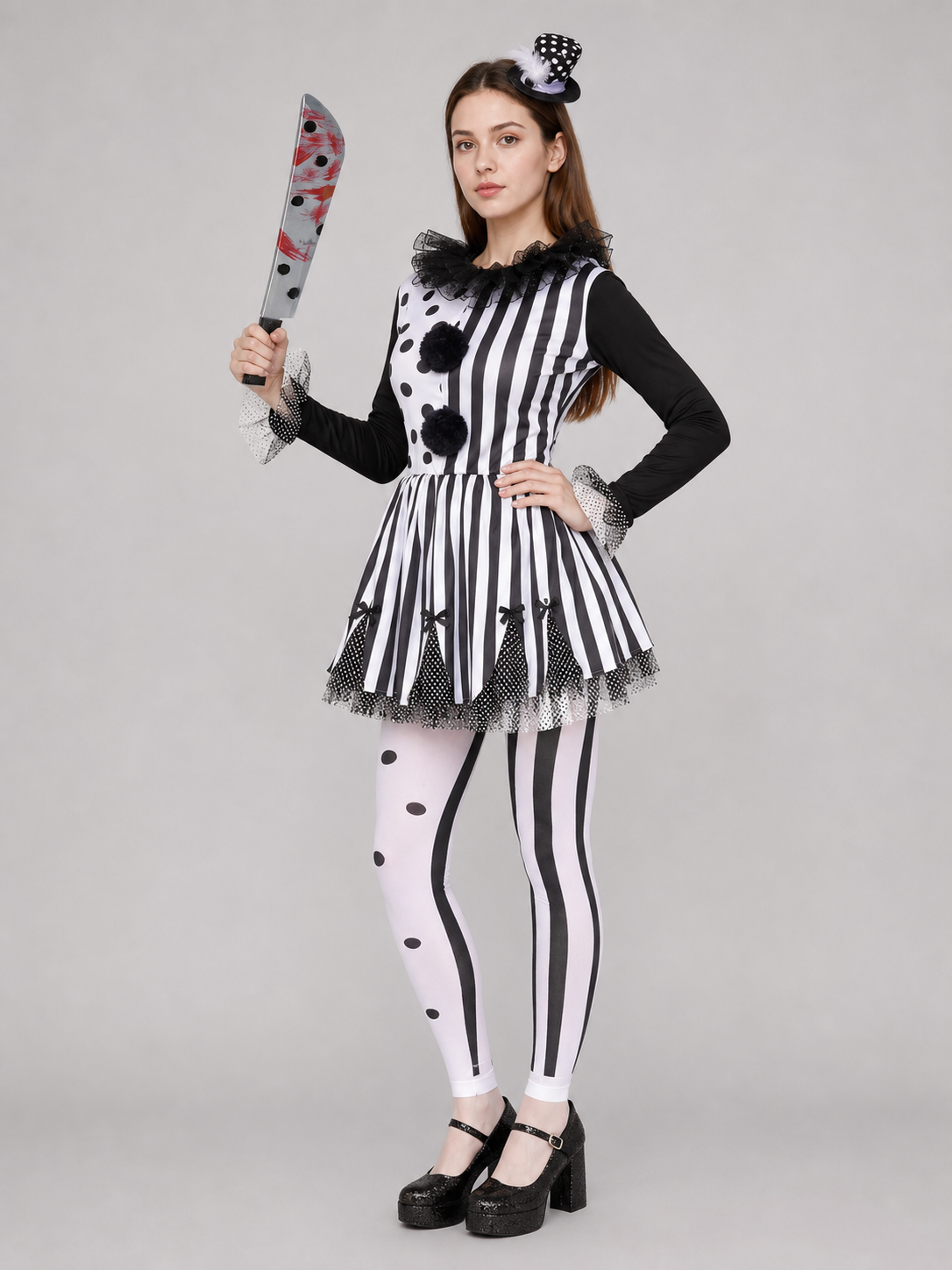 Horror-Style Clown Costume for Cosplay side view