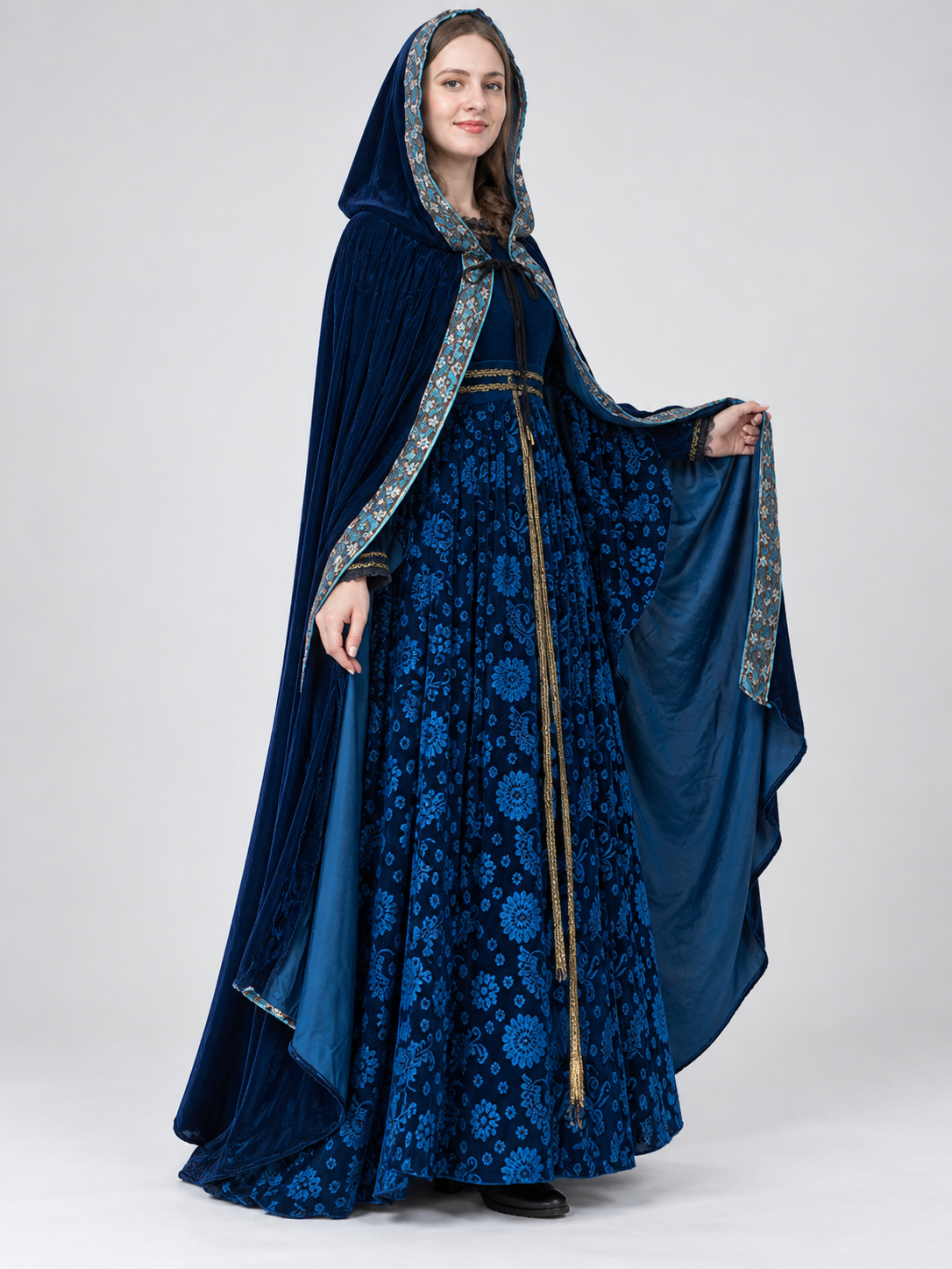 Carnival Costume with Cape and Floral Pattern