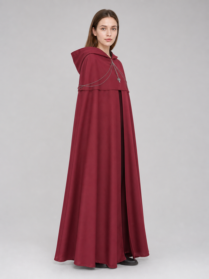 Gothic Hooded Cloak with Pendant for Cosplay