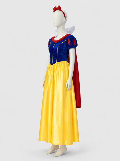 Snow White Costume with Red Bow and Cape side view