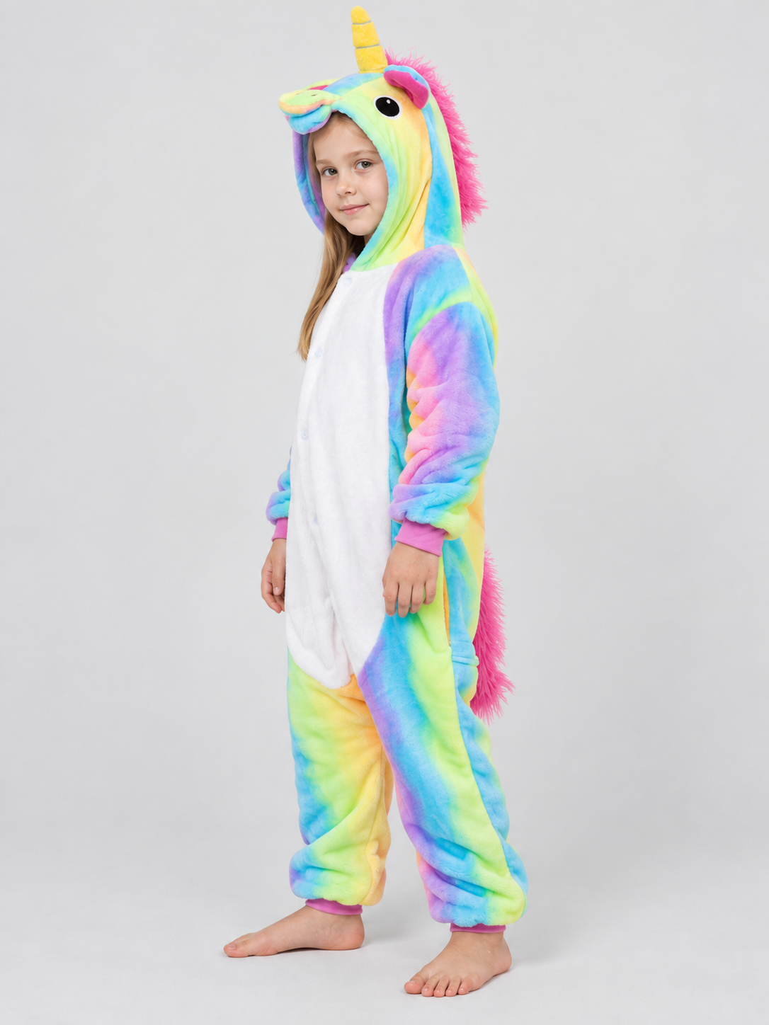 Flannel One-Piece Pajama with Unicorn Hood