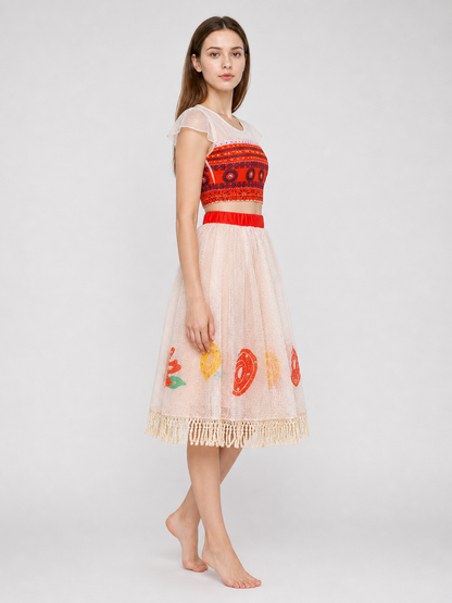 Moana 2 Character Costume Dress with Pattern