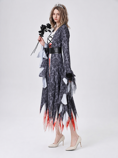 Gothic Vampire Costume: Dress, Belt, and Crown
