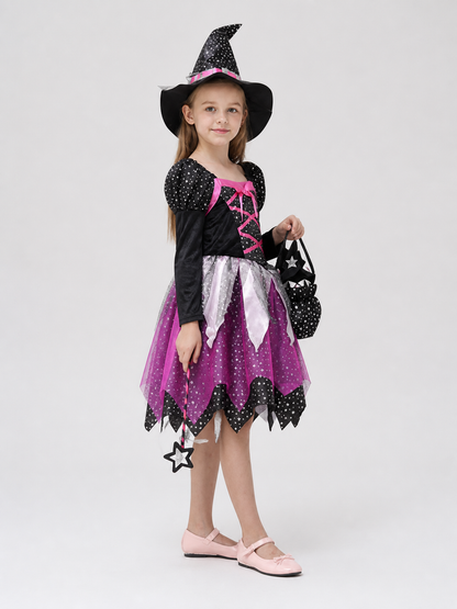 Witch Costume with Hat and Magic Wand side view