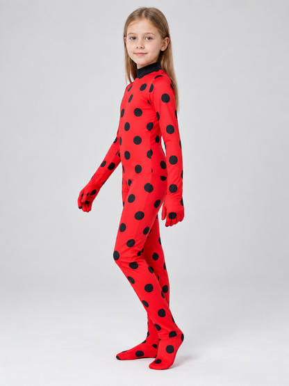 Red and Black Polka Dot Carnival Jumpsuit Costume