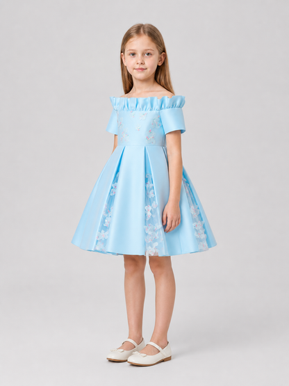 Kids' Light Blue Princess Dress with Full Skirt