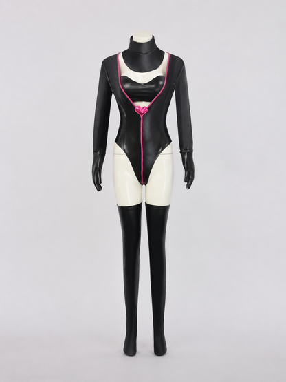 Angel Dust Cosplay Costume Jumpsuit with Gloves and Stockings side view