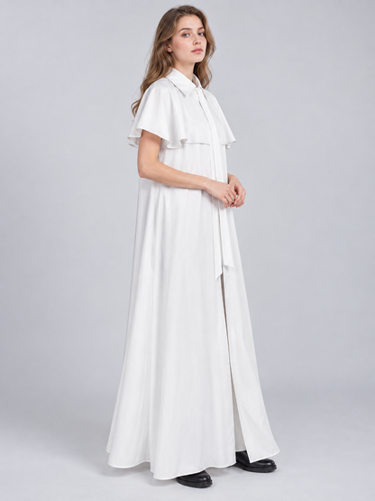 White long cloak cape with collar and ties