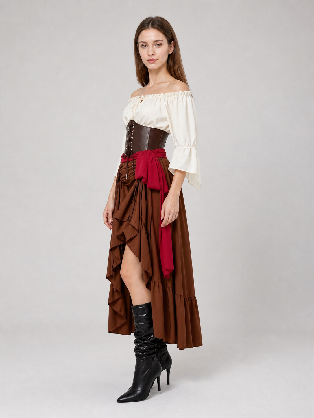 Pirate Costume with Corset, Blouse, and Skirt