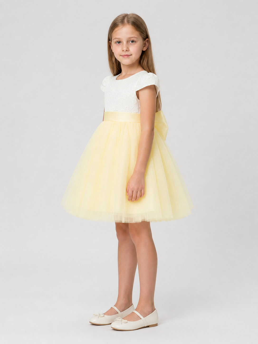 Children's Tulle Princess Dress with Full Skirt side view