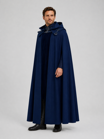 Adult Black Hooded Cloak for Halloween Cosplay side view