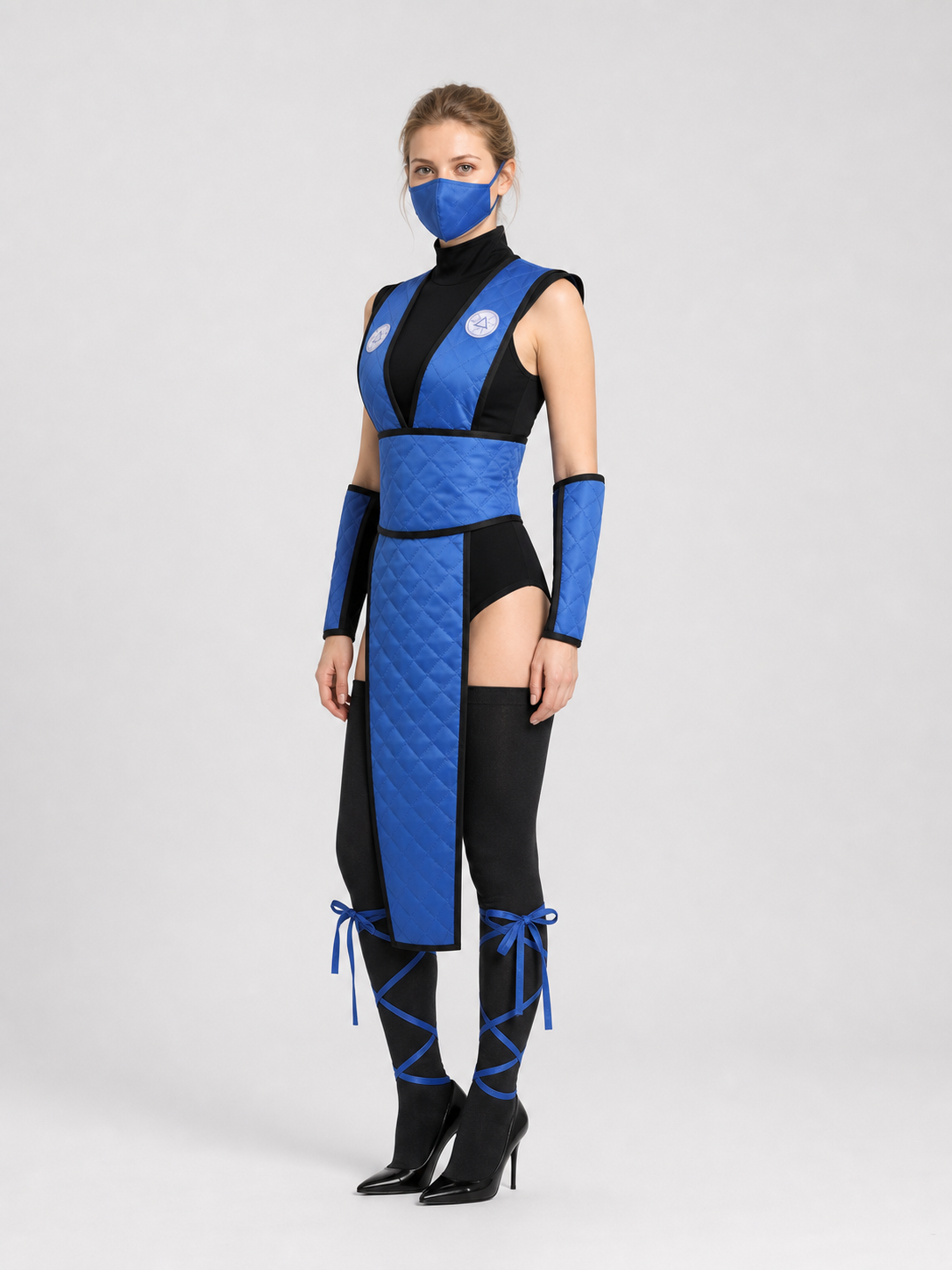 Mortal Kombat Ninja Cosplay Costume with Mask and Belt side view