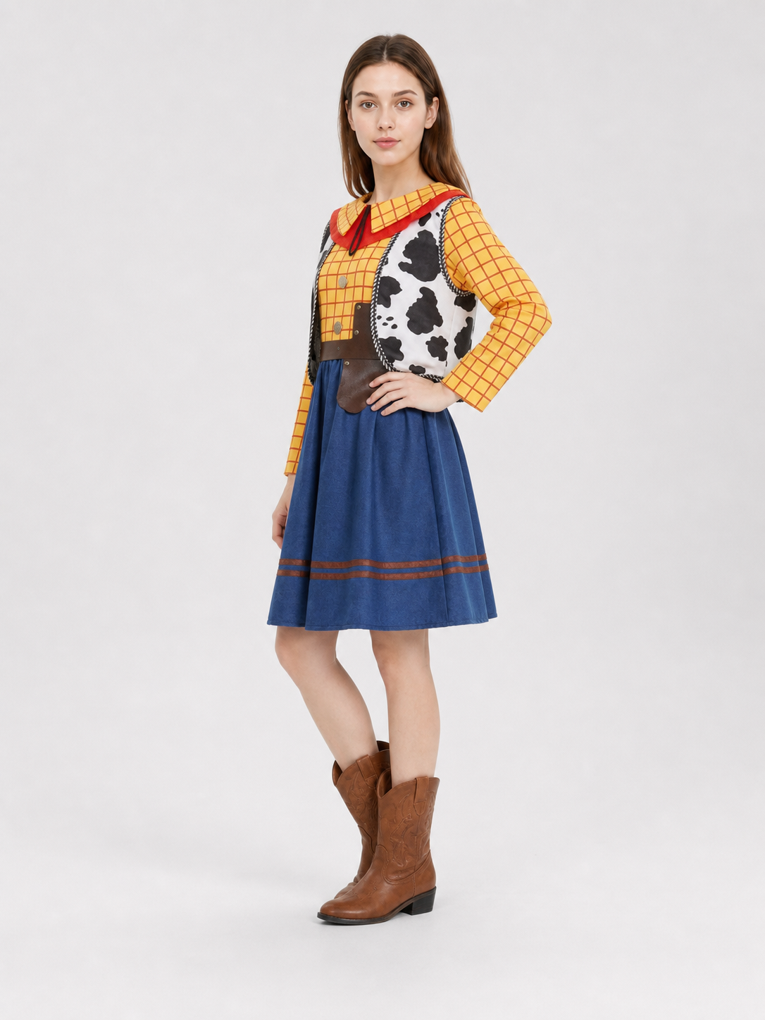 Children's Woody costume in Western style for cosplay and stage performances side view