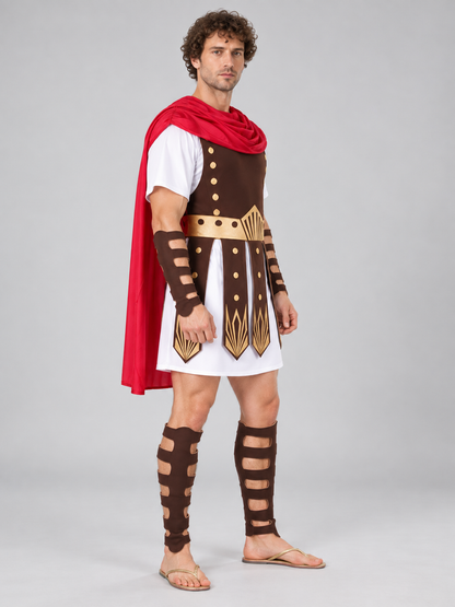 Ancient Warrior Costume with Tunic and Cape side view