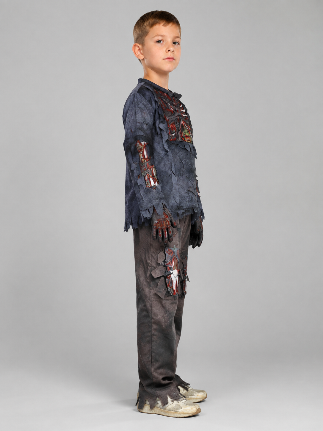 Skeleton Costume with Torn Edges side view