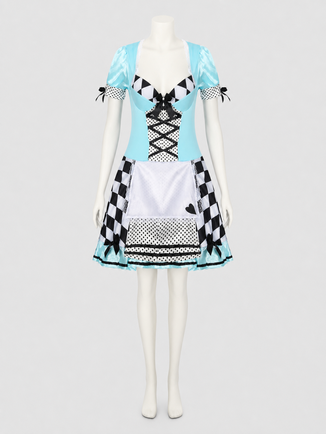 Alice Halloween Dress with Apron and Bows side view