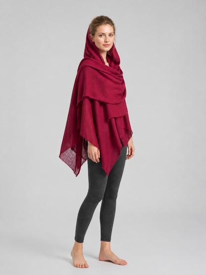 Medieval Hooded Cloak, Burgundy side view