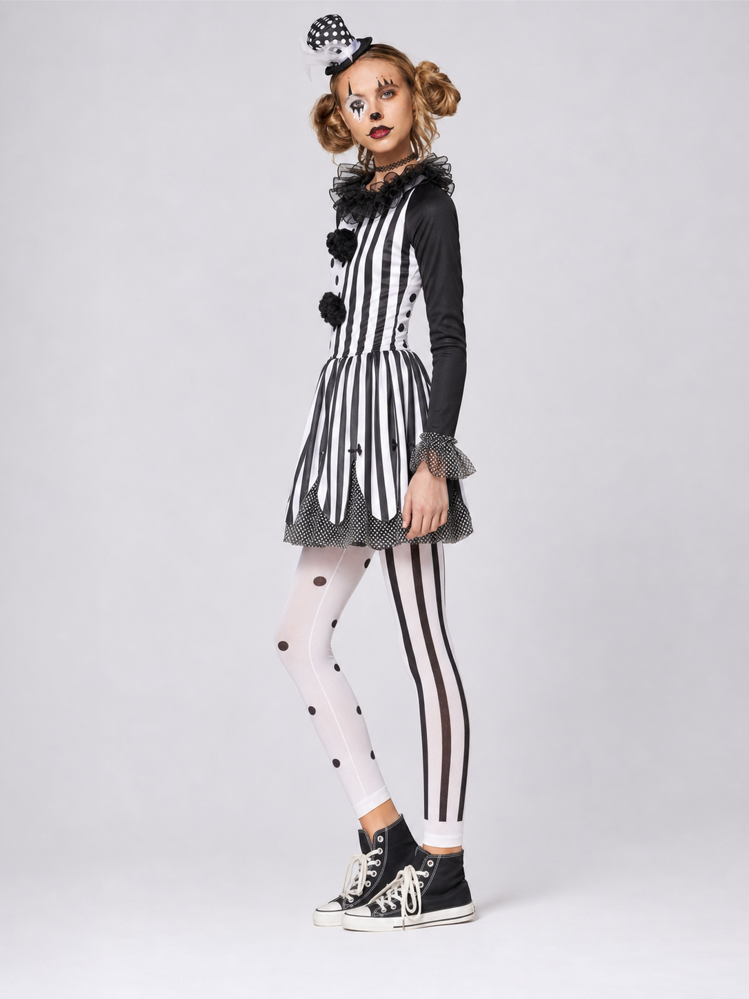 Black-and-White Striped Clown Costume