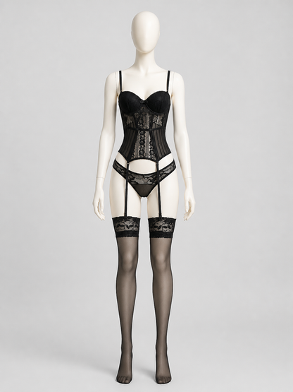 Sexy Lace Shaping Bodysuit with Straps side view