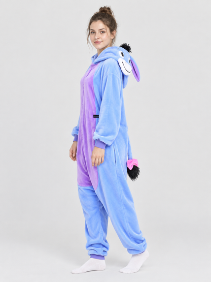 Flannel Kigurumi Pajama with Hood and Bow-Tailed