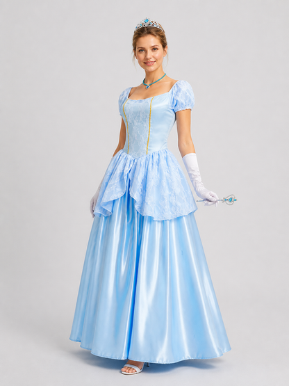 Princess Sissi Cosplay Dress, Blue, Long side view