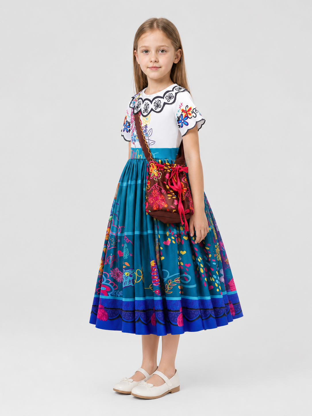 Children’s Carnival Dress with Handbag, Full Skirt side view
